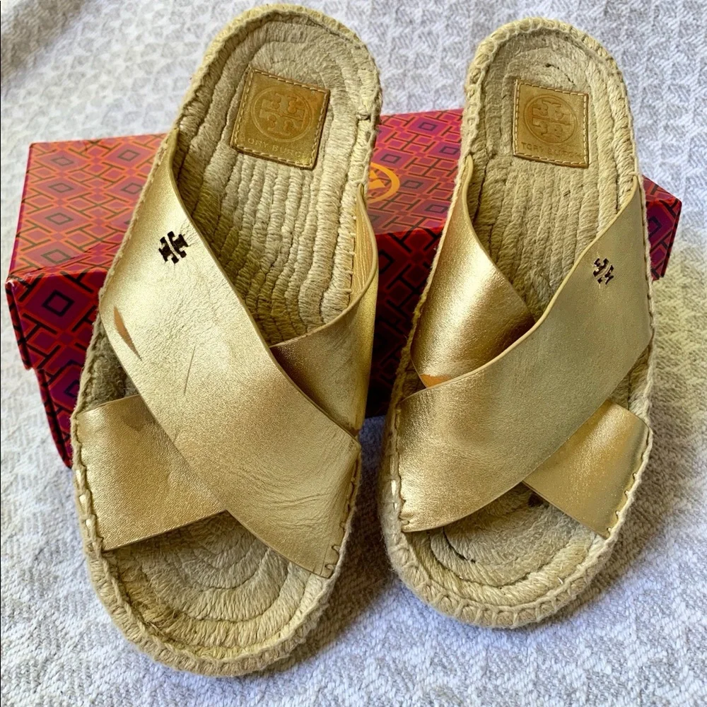 Tory Burch Bima Metallic Gold flats